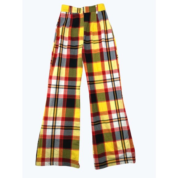 Free People Plaid Jules High-Waisted Flared Wide Leg Pants Size US 0 UK 4 - Picture 16 of 16